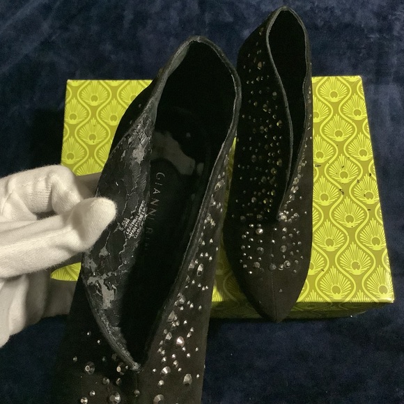 🛑 Gianni Bini Galena Rhinestone Suede Bootie Heels - Picture 9 of 12